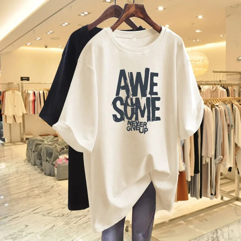 Women Clothing Casual Letter Printed T-shirt