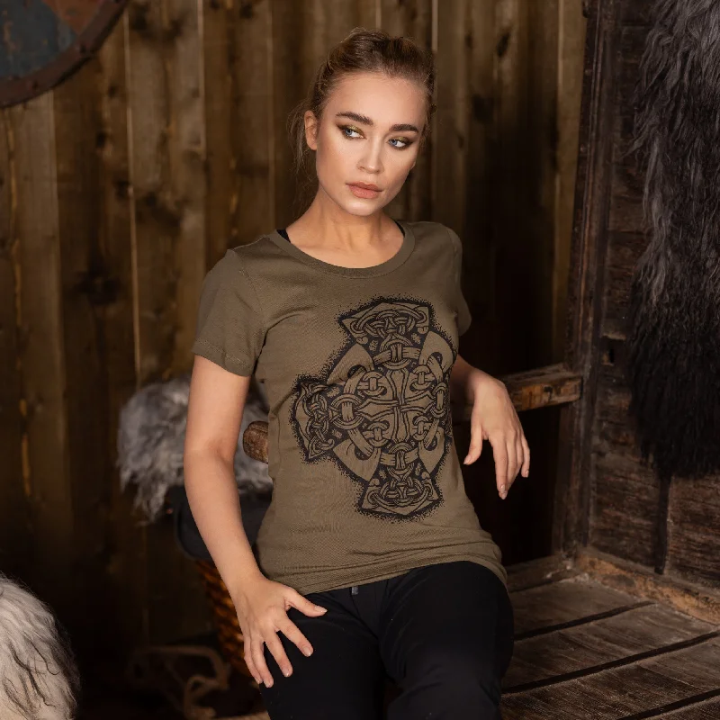 Women's Premium Tee, Mjolnir Wheel, Green