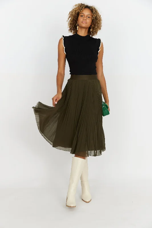 Hayes Pleated Midi Skirt