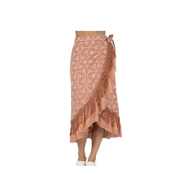 Miss Me Women's Long Ruffled Layered Wrap Rust Skirt