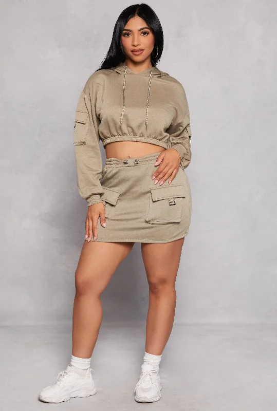 Almost Famous Fleece Cargo Pocket Mini Skirt