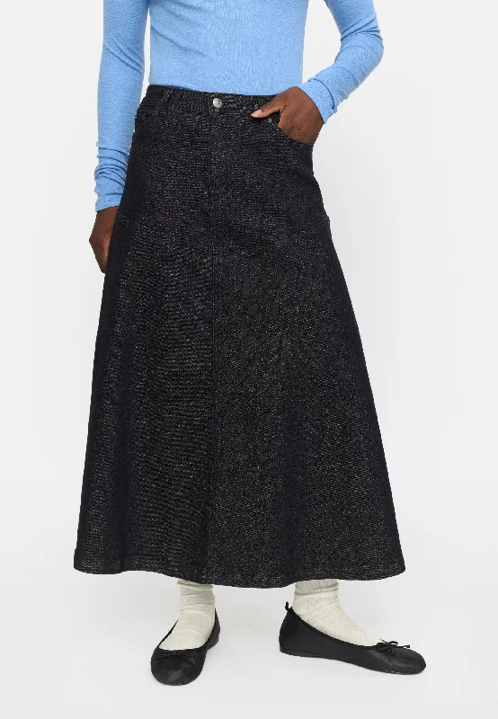 SRJennie Denim Midi Skirt - Black