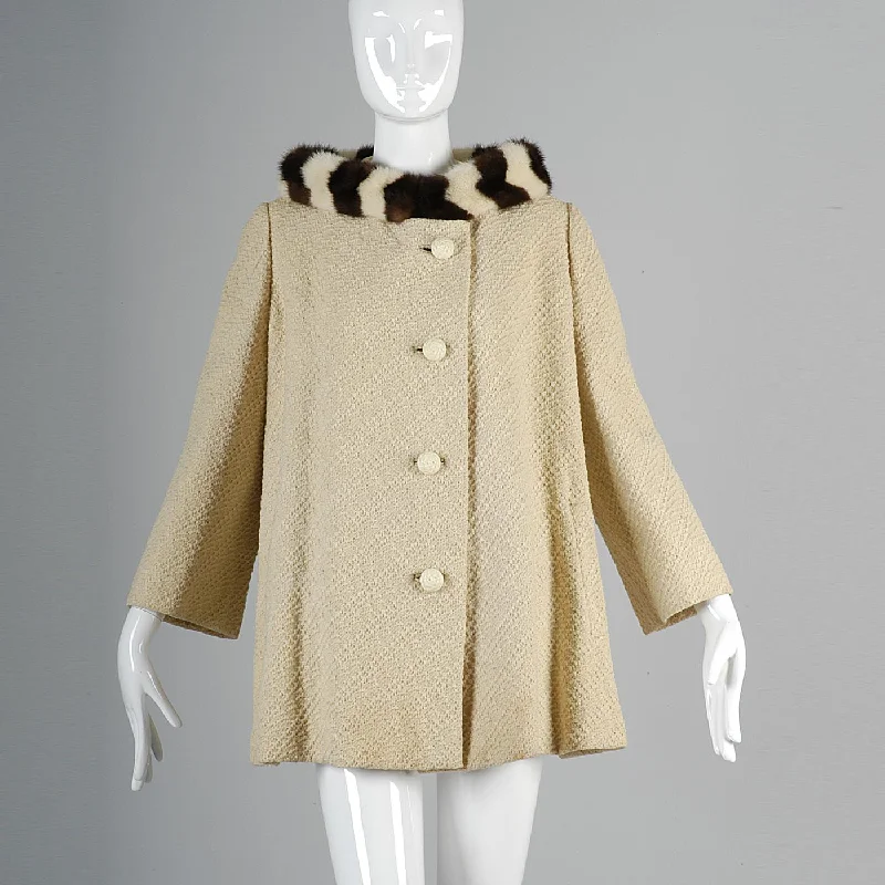 1950s Swing Jacket with Stripe Mink Collar