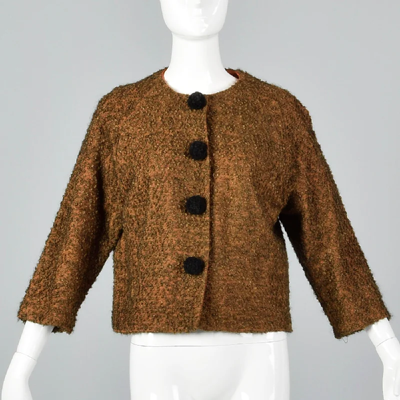 1960s Bouclé Jacket with Decorative Pom Pom Buttons