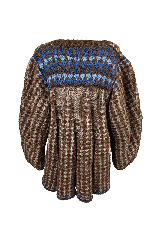 Vintage Hand Knit Sculptural Brown Godet Panel Jacket, 1980s