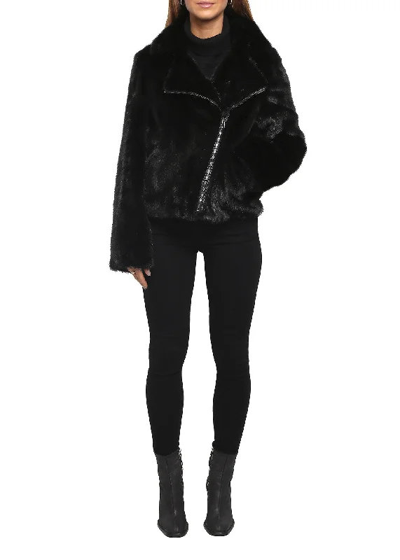 Black Mink Biker Jacket