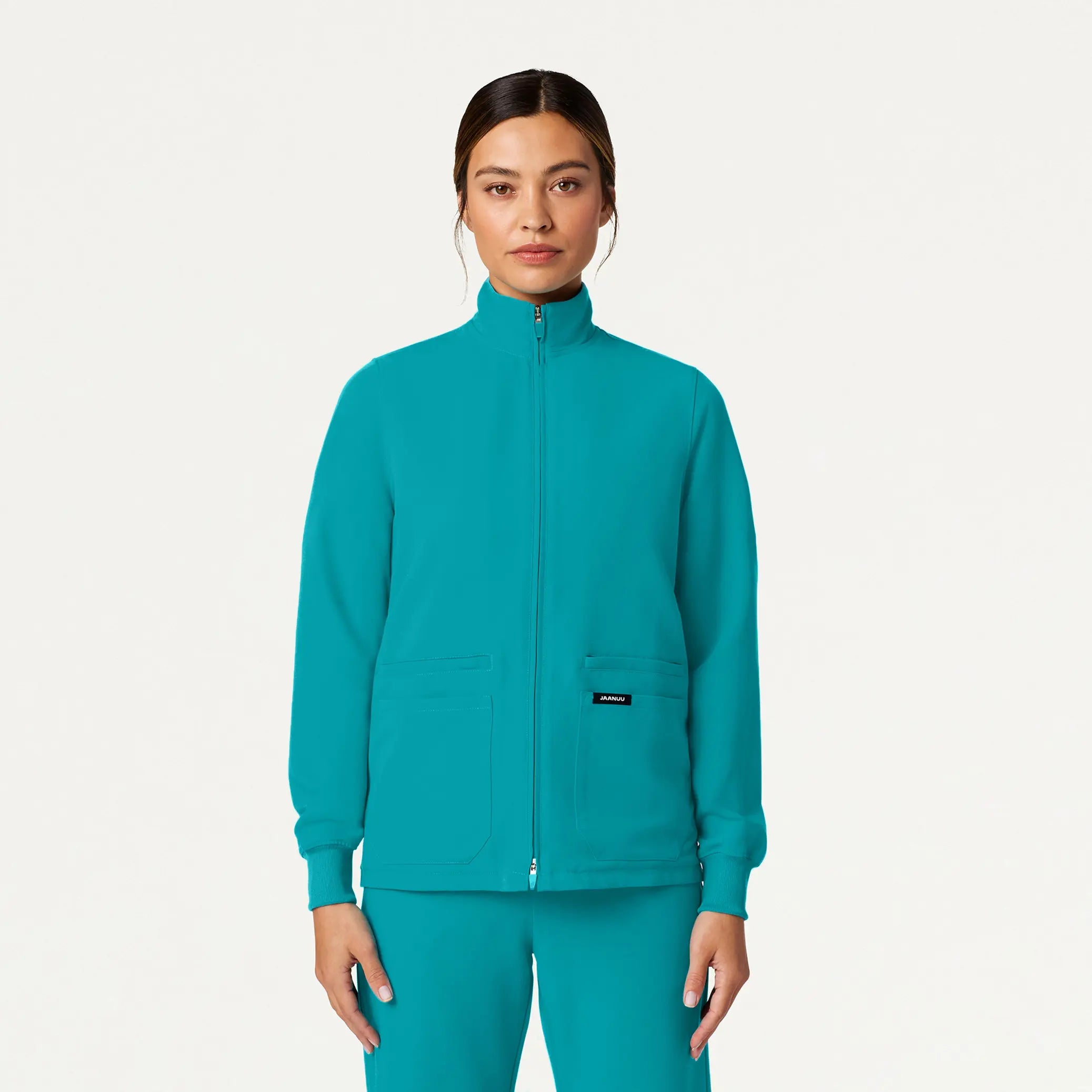 Jaanuu Women's Ceri Essential 6-Pocket Scrub Jacket - Aqua