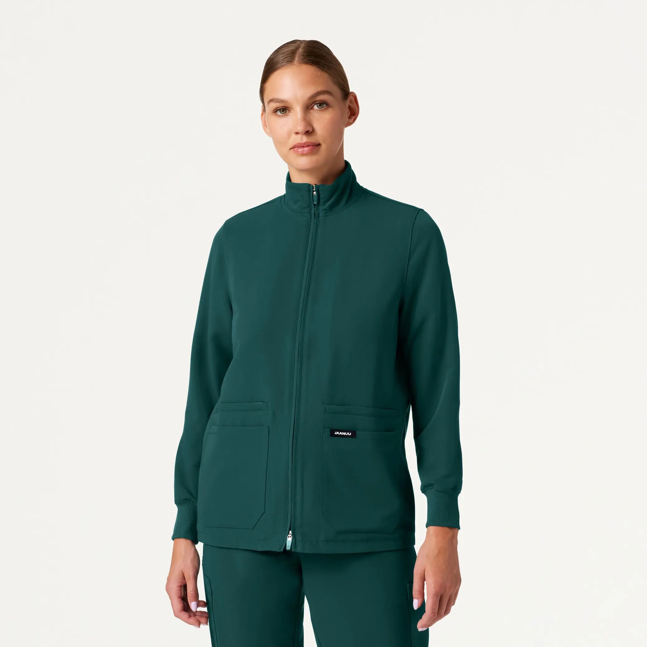 Jaanuu Women's Ceri Essential 6-Pocket Scrub Jacket - Midnight Green