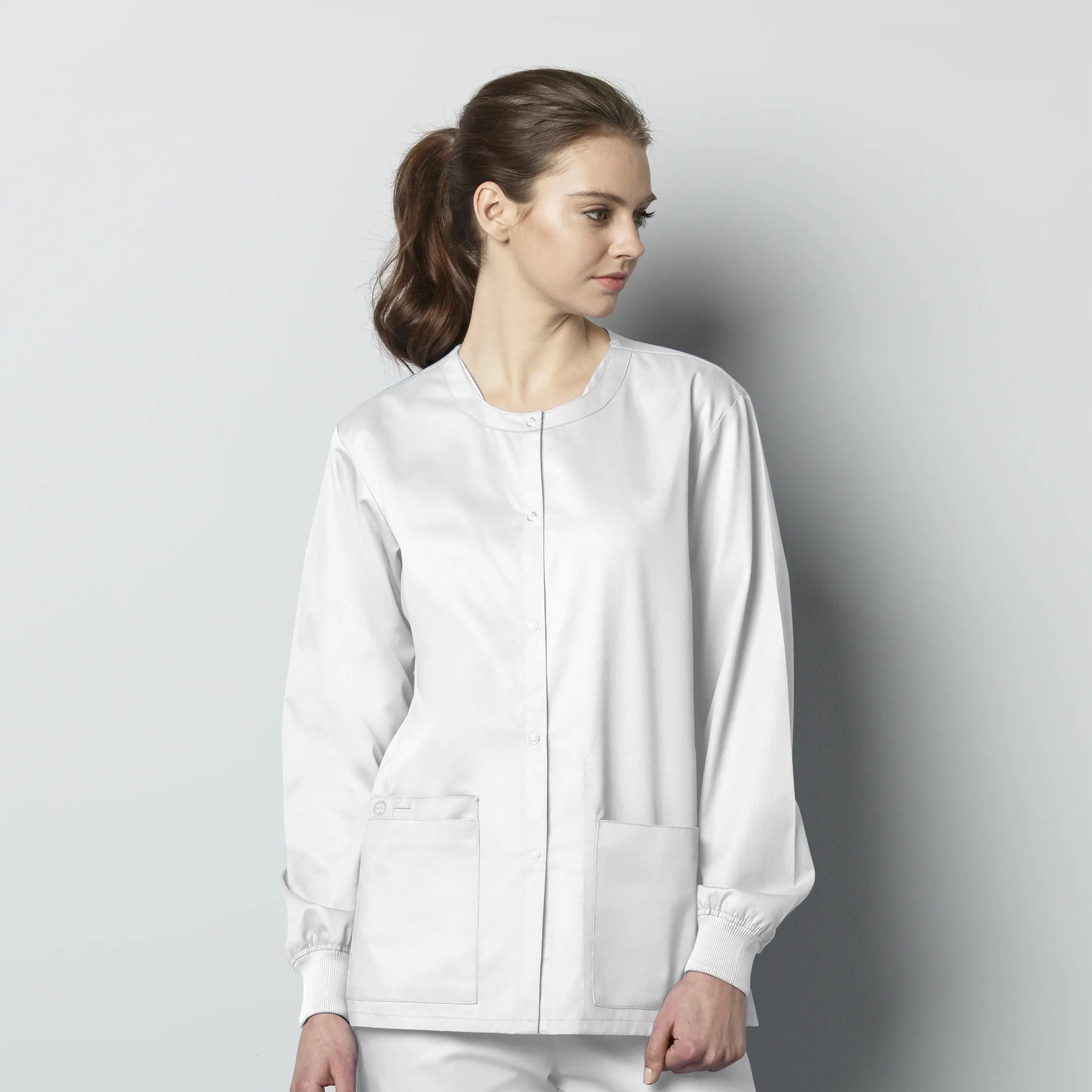 Wink Unisex Snap Front Jacket - White