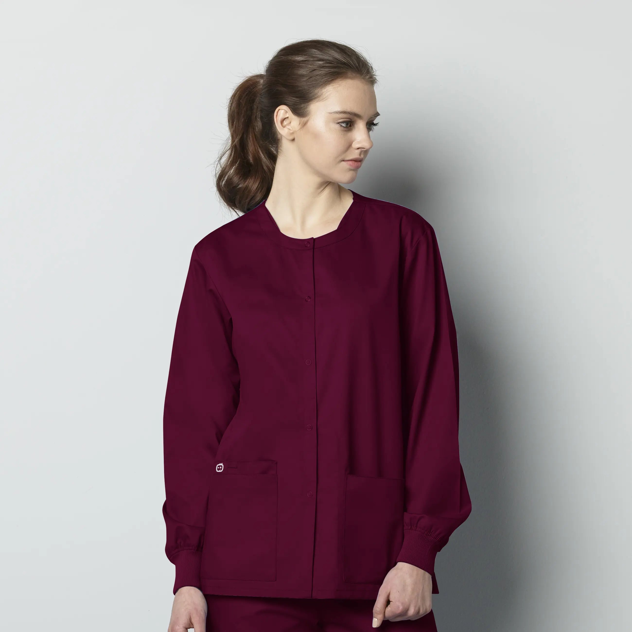 Wink Unisex Snap Front Jacket - Wine