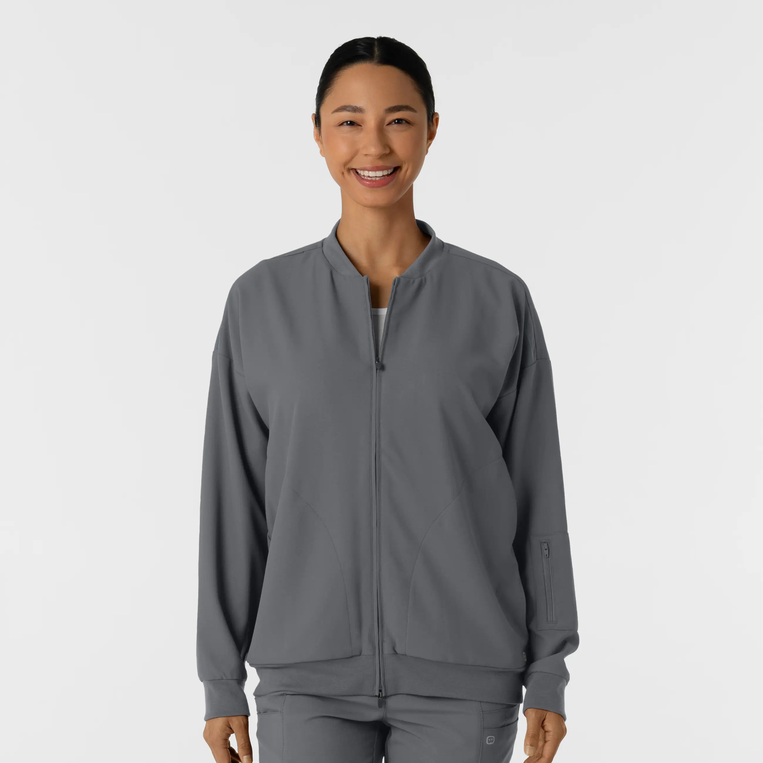 Wink Women's Bomber Scrub Jacket - Pewter