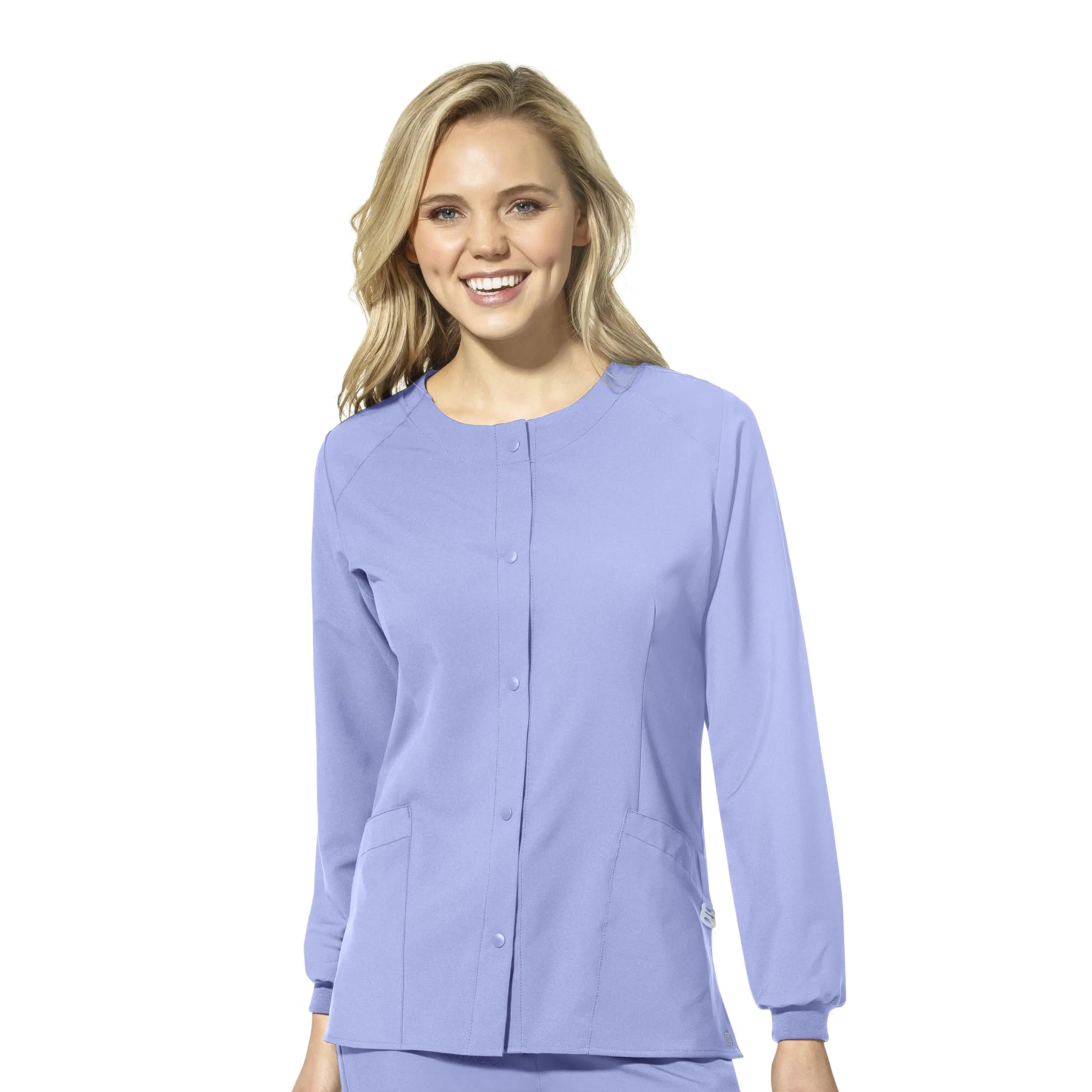 Wink Women's Crew Neck Warm Up Jacket - Ceil Blue