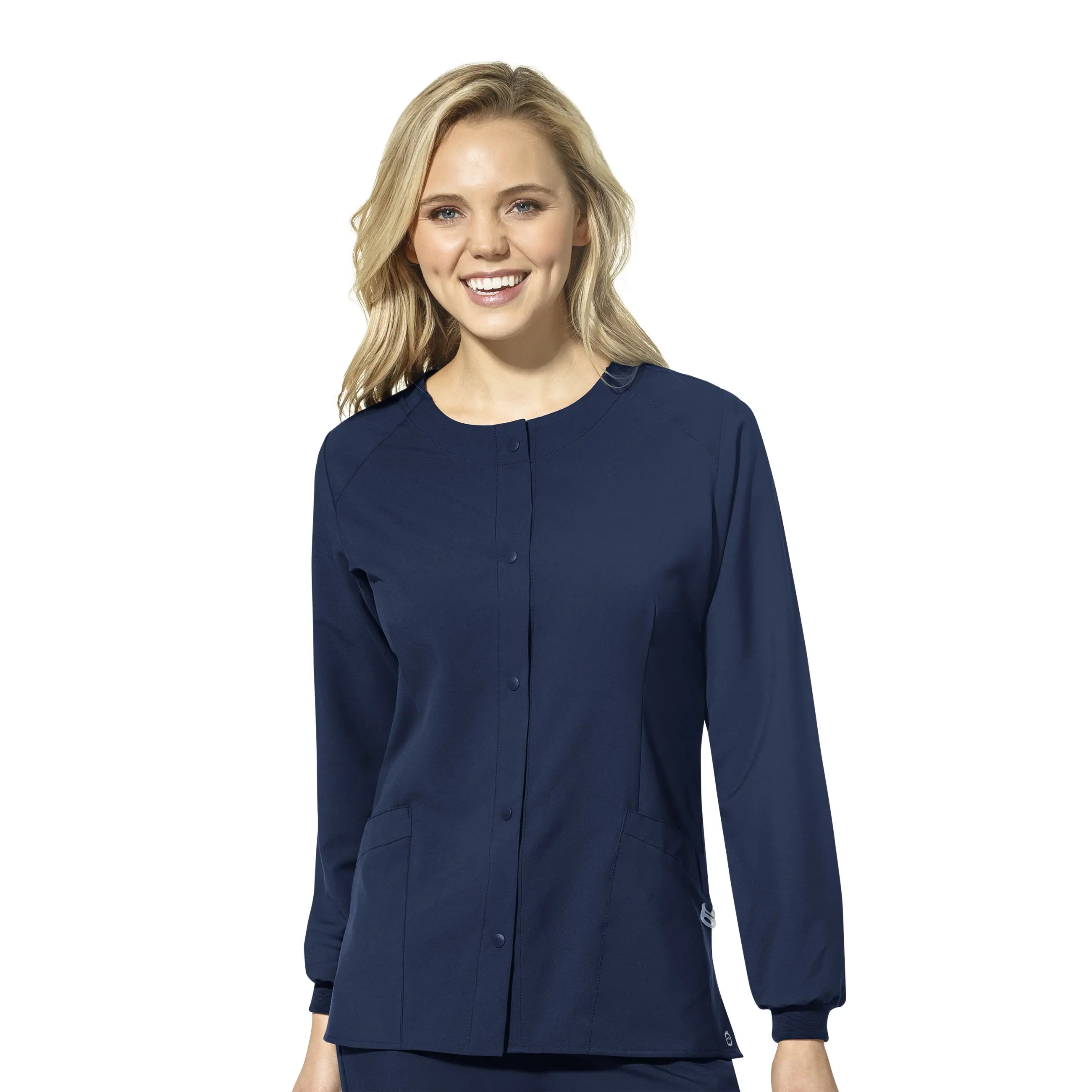 Wink Women's Crew Neck Warm Up Jacket - Navy