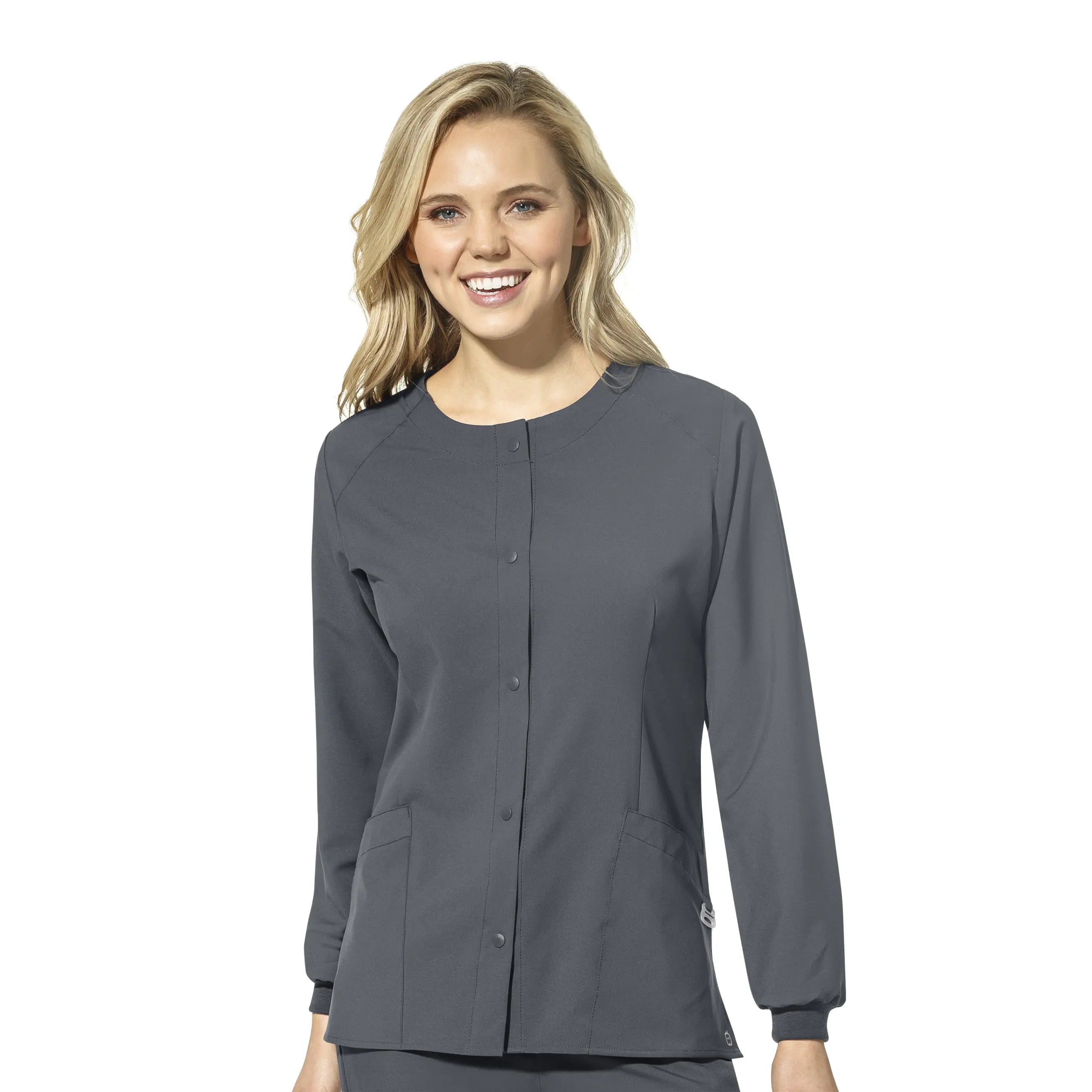 Wink Women's Crew Neck Warm Up Jacket - Pewter