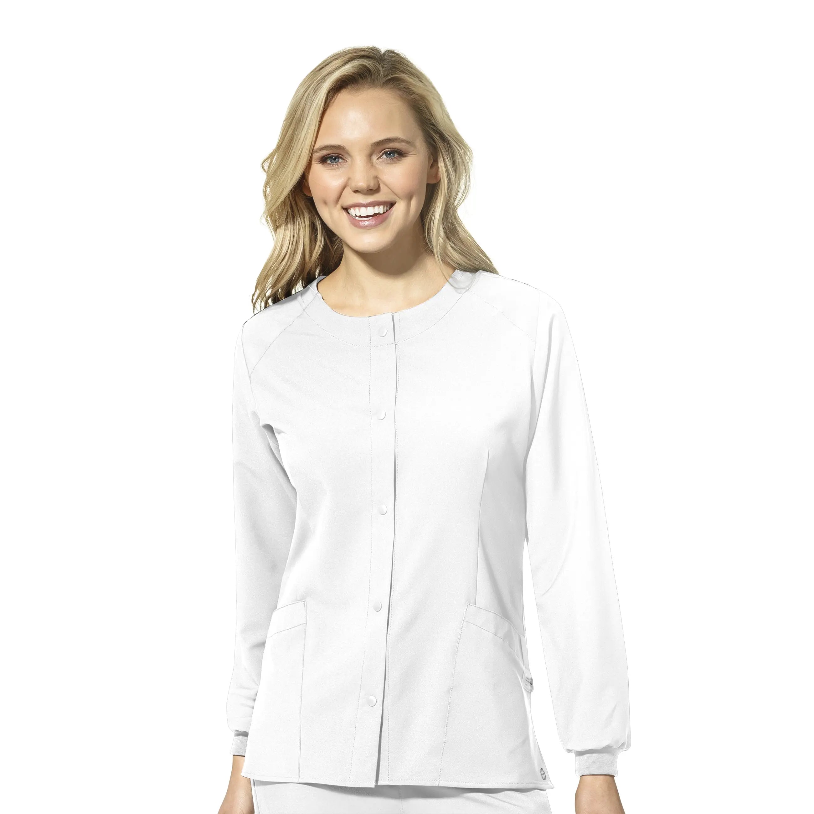 Wink Women's Crew Neck Warm Up Jacket - White