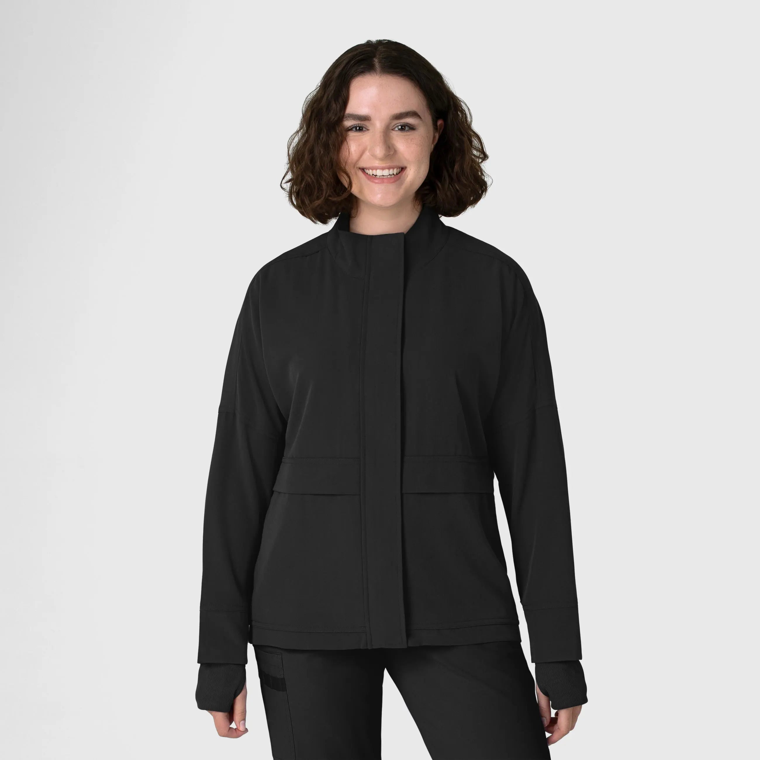 Wink Women's Germs Happen Packable Scrub Jacket - Black