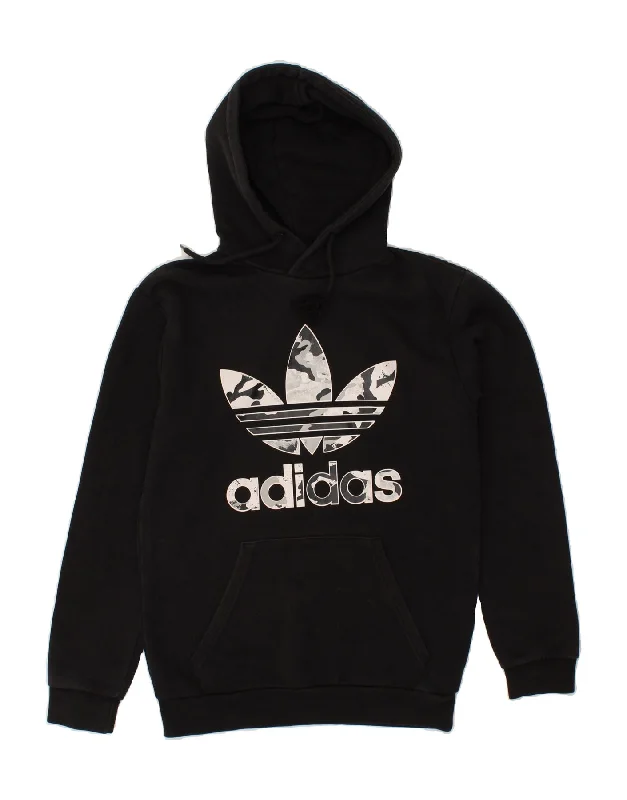 ADIDAS Mens Graphic Hoodie Jumper XS Black Cotton