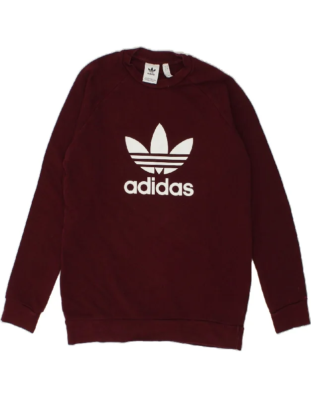 ADIDAS Mens Graphic Sweatshirt Jumper Small Burgundy Cotton