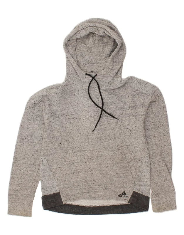 ADIDAS Womens Hoodie Jumper Small Grey Flecked