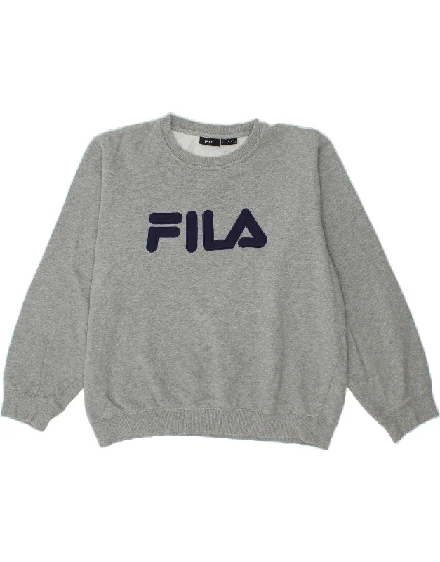 FILA Mens Graphic Sweatshirt Jumper Large Grey Cotton