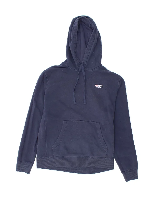 FILA Mens Hoodie Jumper Medium Navy Blue Cotton