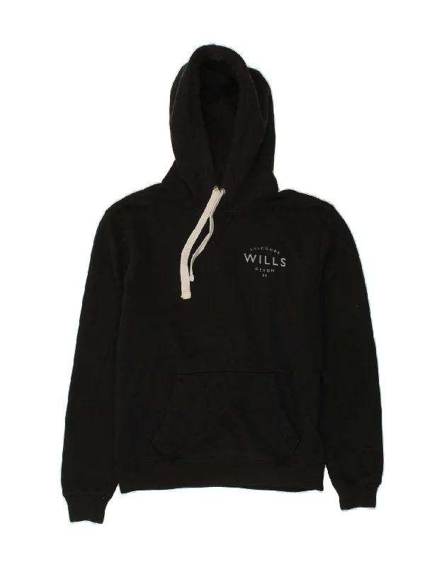 JACK WILLS Mens Hoodie Jumper Small Black Cotton