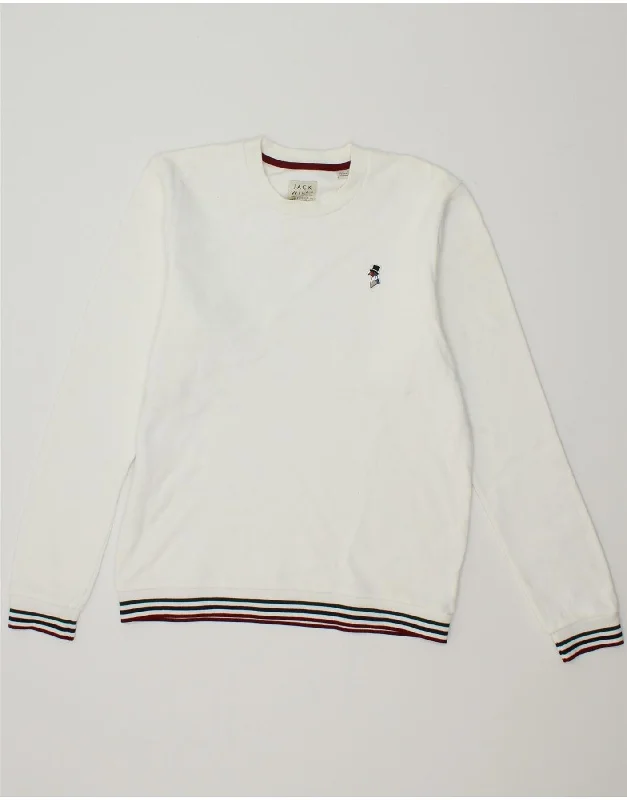 JACK WILLS Mens Sweatshirt Jumper Small Off White Cotton