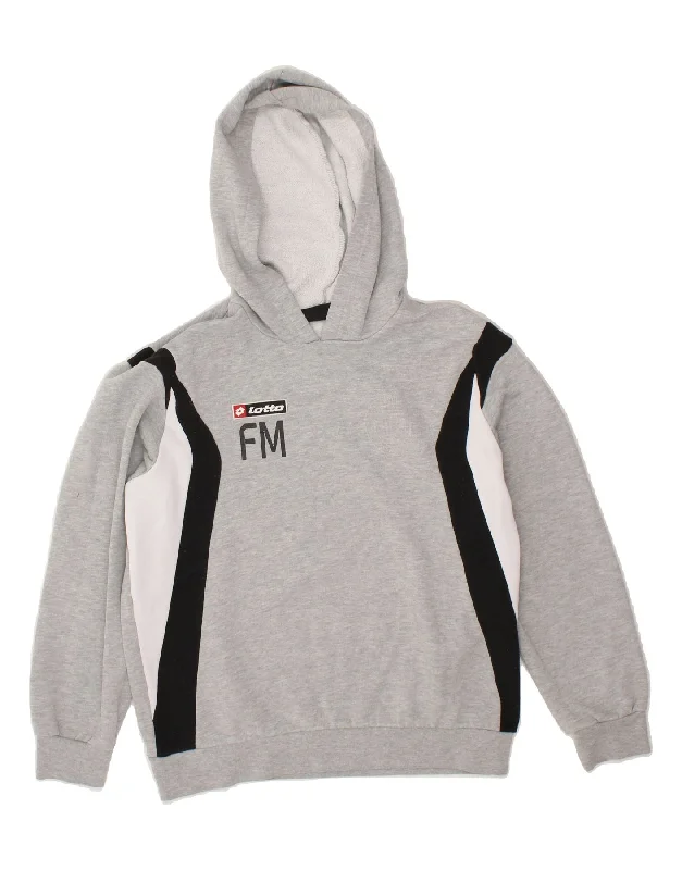 LOTTO Boys Graphic Hoodie Jumper 15-16 Years Grey Colourblock