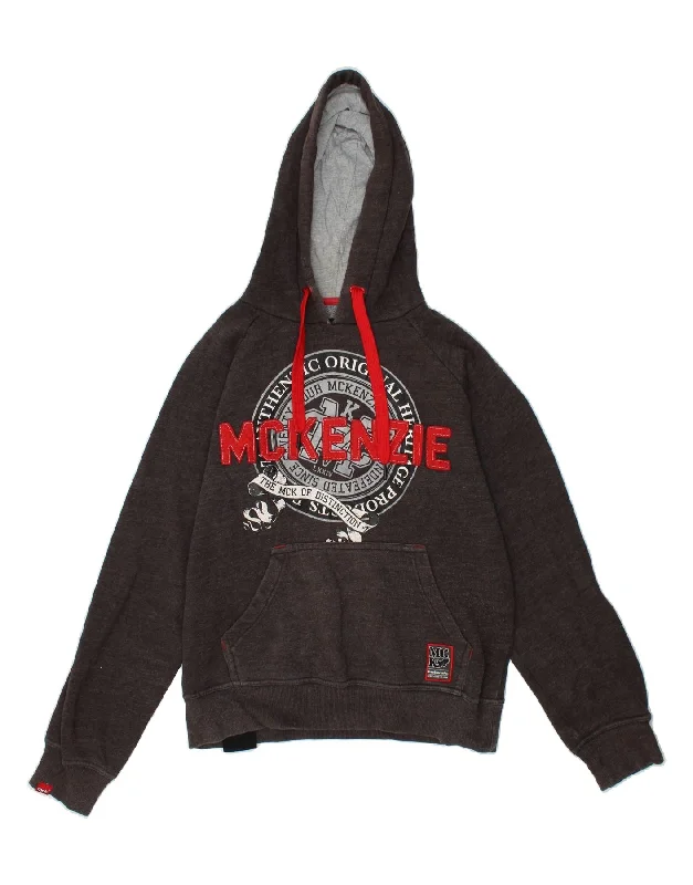 MCKENZIE Mens Graphic Hoodie Jumper Medium Grey Cotton