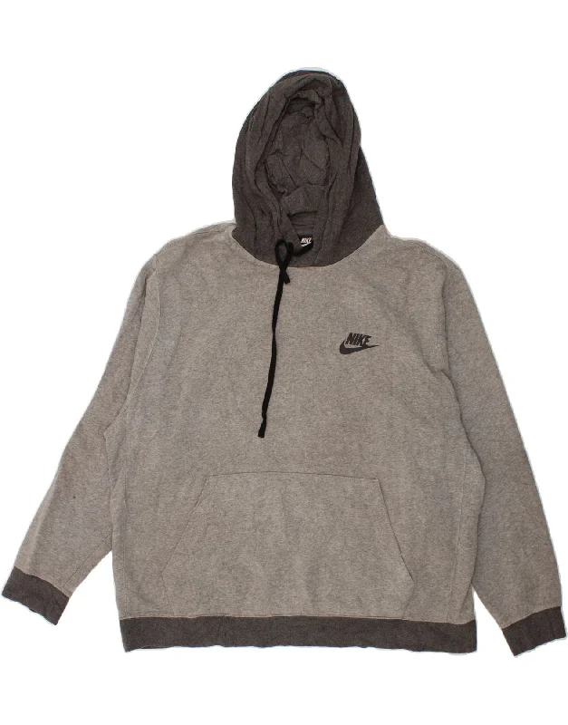 NIKE Mens Hoodie Jumper 2XL Grey Cotton