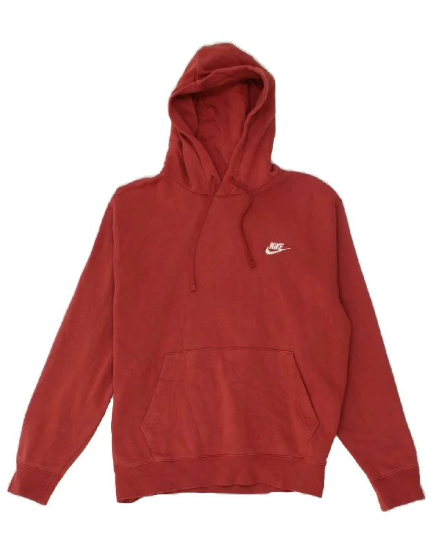 NIKE Mens Hoodie Jumper Large Red Cotton