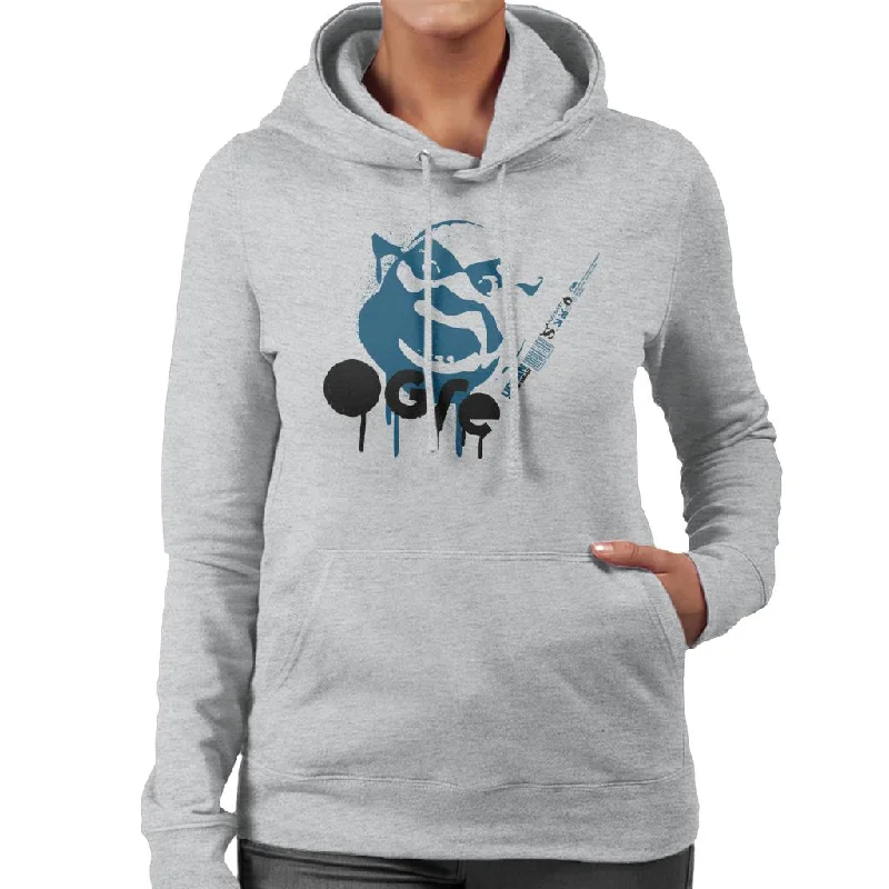 Shrek Blue Ogre Silhouette Women's Hooded Sweatshirt