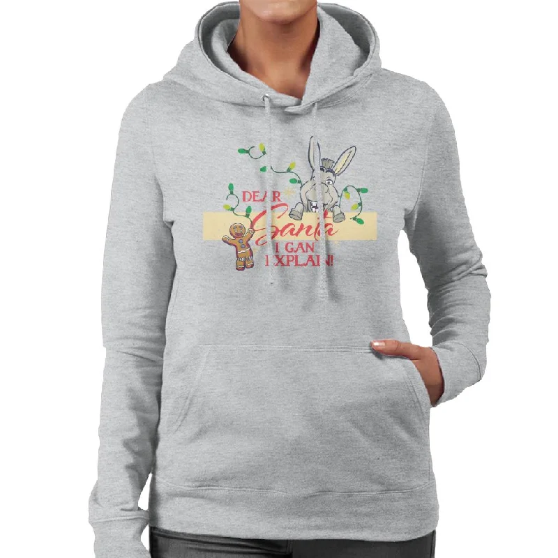 Shrek Christmas Donkey Dear Santa I Can Explain Women's Hooded Sweatshirt