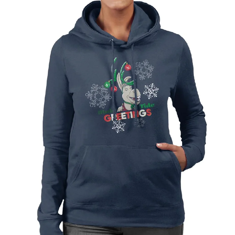 Shrek Christmas Donkey Mule Tide Greetings Women's Hooded Sweatshirt