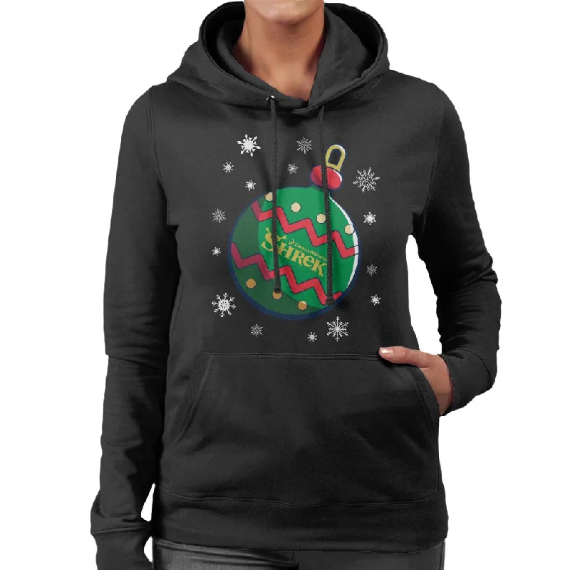 Shrek Christmas Festive Bauble Winter Snowflakes Women's Hooded Sweatshirt