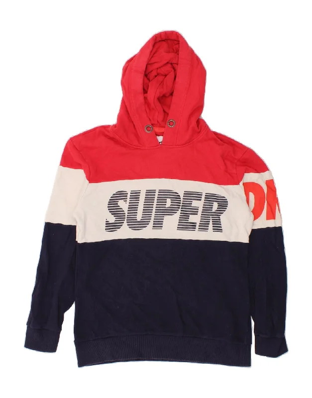 SUPERDRY Mens Graphic Hoodie Jumper Medium Multicoloured Colourblock