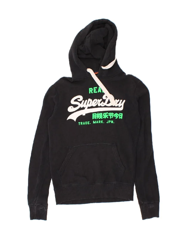 SUPERDRY Mens Graphic Hoodie Jumper XS Black Cotton