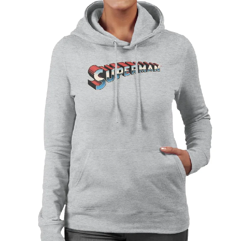 Superman 3D Text Logo Women's Hooded Sweatshirt