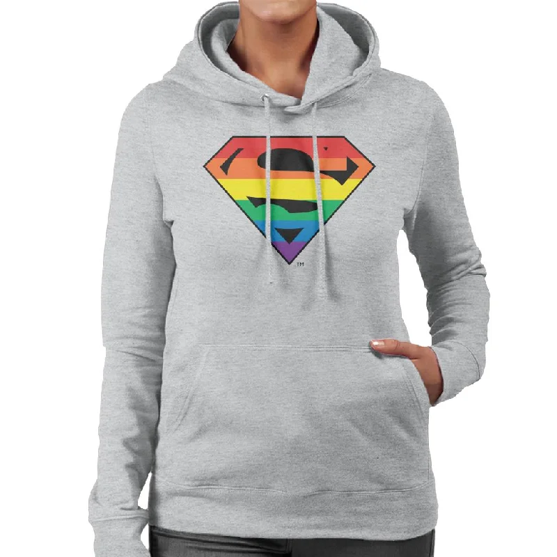 Superman Rainbow Logo Women's Hooded Sweatshirt