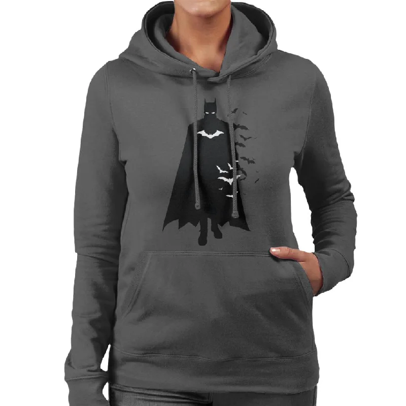 The Batman Silhouette White Bats Women's Hooded Sweatshirt