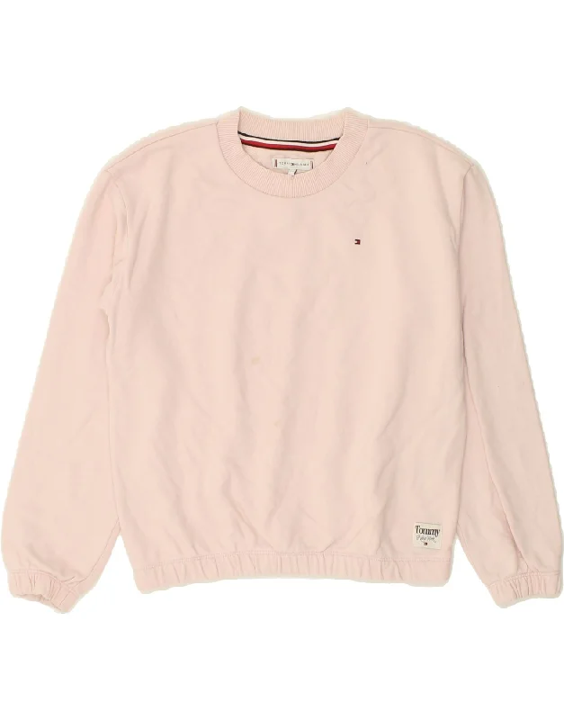 TOMMY HILFIGER Girls Sweatshirt Jumper 13-14 Years Pink Cotton