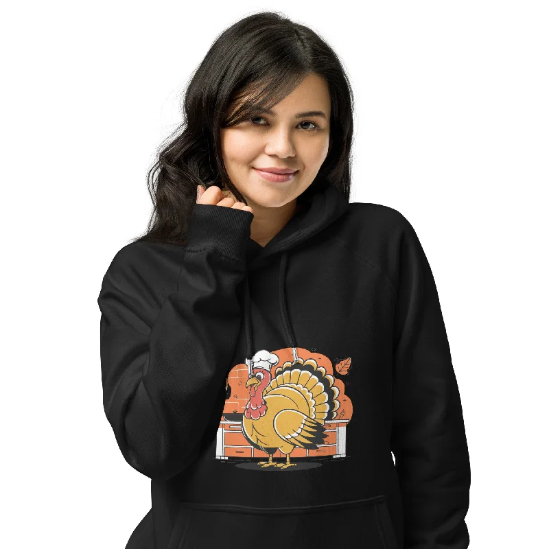 Turkey Chef Graphic Women Eco Raglan Hoodie