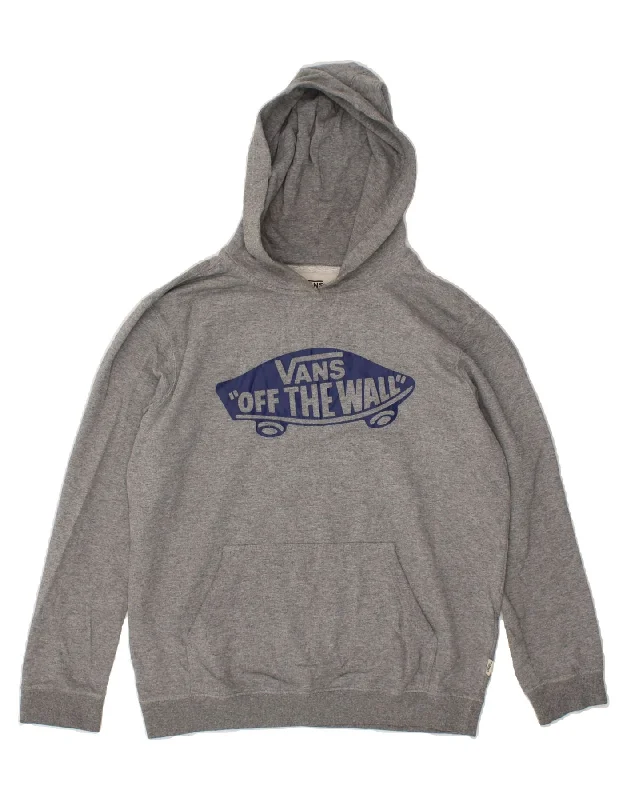 VANS Boys Graphic Hoodie Jumper 13-14 Years XL Grey Cotton