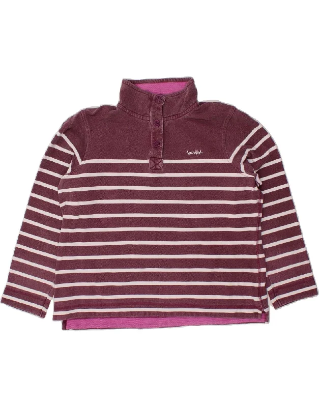 WEIRD FISH Womens Button Neck Sweatshirt Jumper UK 18 XL Burgundy Striped