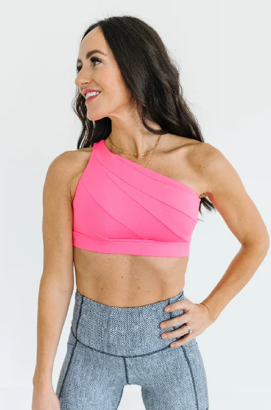 Asymmetric Sports Bra in Pink