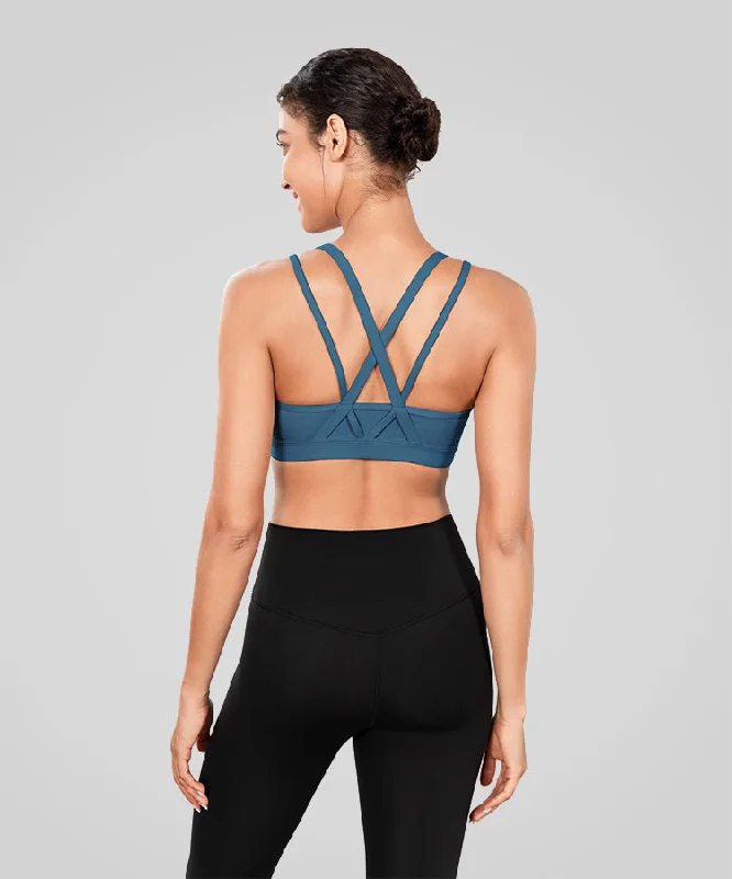 Echo Long Double Cross Straps Padded Yoga Bra | Women's Light Support Sports Bra