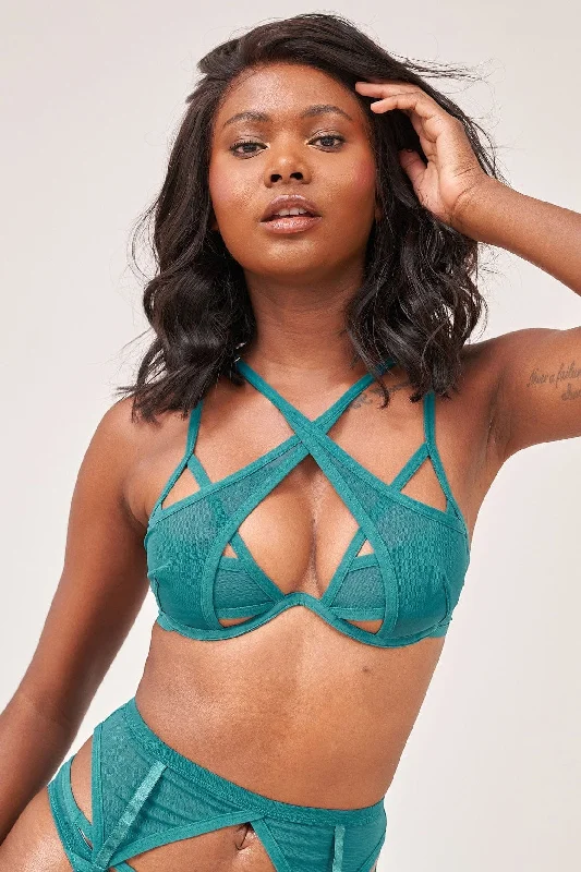 Emily Bra - Mesh Cross Over Underwire Bra Recycled Emerald