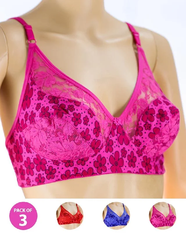 Pack of 3 Madam Bra - N5 - Non Padded Bra - Non Wired Bra