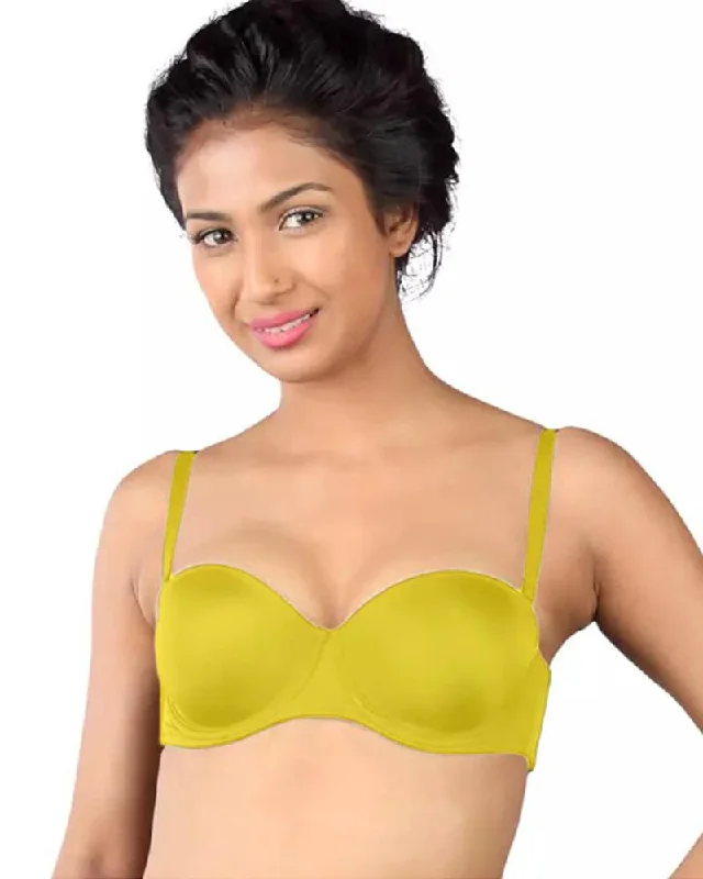 Pushup Bridal Bra - Yellow - Single Padded Underwired Bra