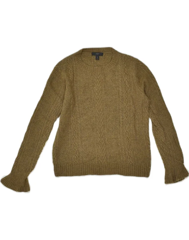 J. CREW Womens Crew Neck Jumper Sweater UK 6 XS Khaki Wool